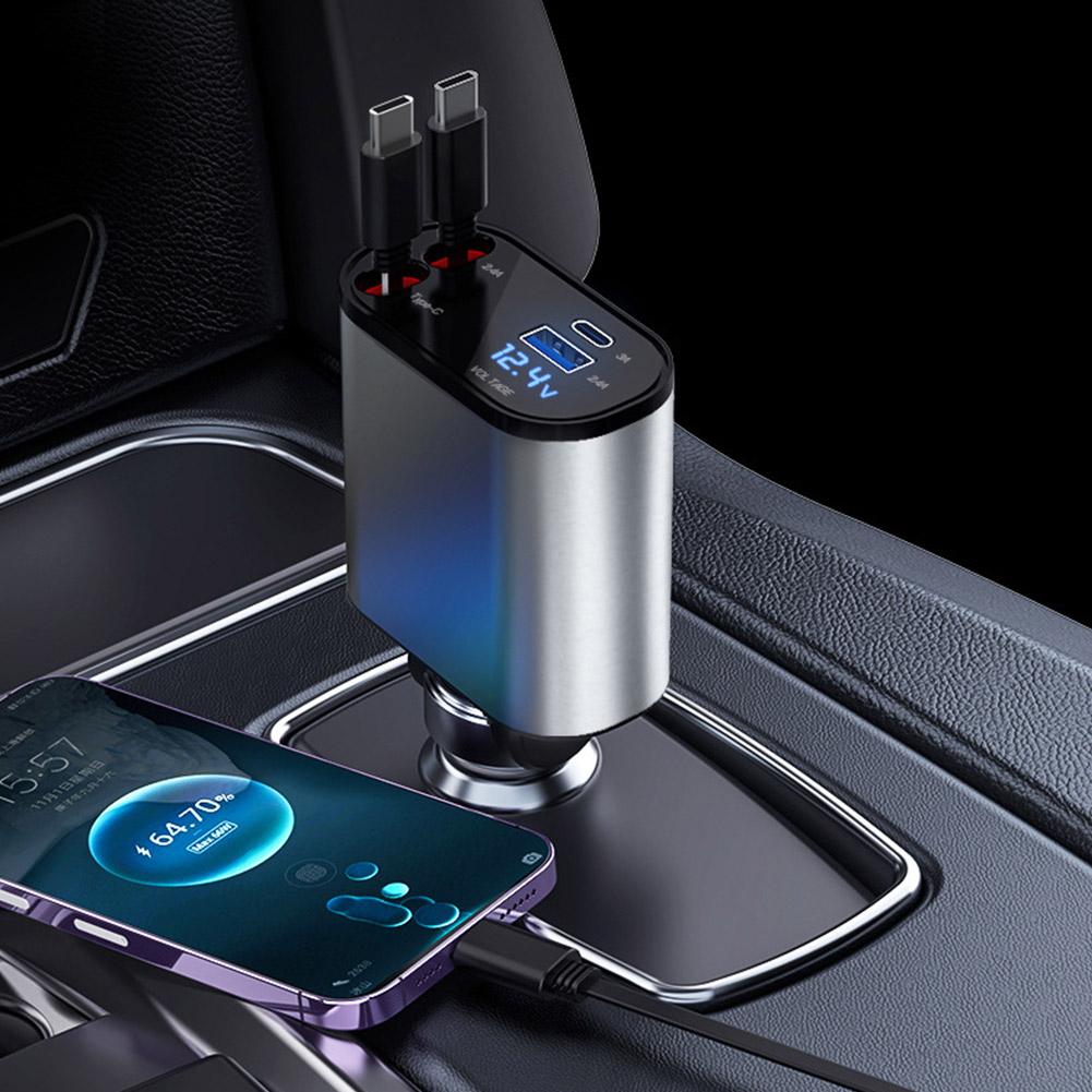 Retractable Fast Car Charger 4 in 1