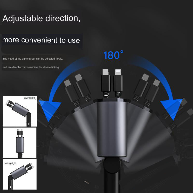 Retractable Fast Car Charger 4 in 1