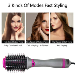 1200W Hot Air Brush Styler: One-Step Electric Ion Dryer & Styler