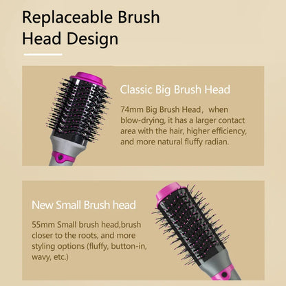 "1200W Hot Air Brush Styler: One-Step Electric Ion Dryer & Styler"