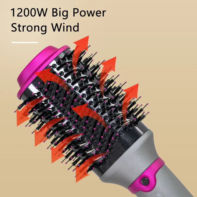 1200W Hot Air Brush Styler: One-Step Electric Ion Dryer & Styler