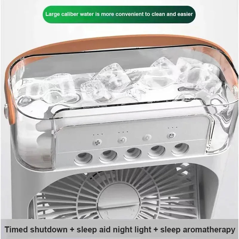 "CoolBreeze 3-in-1: Portable USB Fan with LED Night Light & Humidifier"